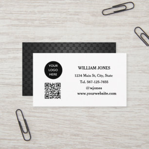 Tarjeta De Visita Medios sociales QR Code Scannable Black Luxury