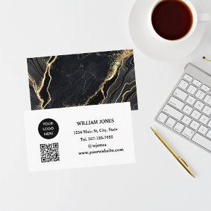 Tarjeta De Visita Medios sociales QR Code Scannable Black Luxury