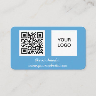 Tarjeta De Visita Medios sociales QR Código Azul Profesional Moderno