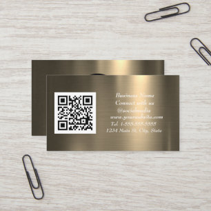 Tarjeta De Visita Medios sociales QR Código cobre oro metálico