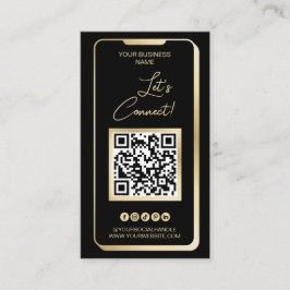 Tarjeta De Visita Medios sociales QR Código Feminine Modern Gold Bus