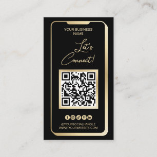 Tarjeta De Visita Medios sociales QR Código Feminine Modern Gold Bus
