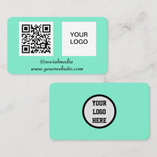 Tarjeta De Visita Medios sociales QR Código Mint Green Profesional