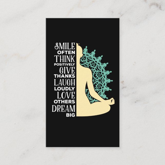 Tarjeta De Visita Meditación budista del yoga cita budismo zen (Anverso)