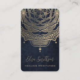 Tarjeta De Visita Meditación curativa de oro y azul marino de Mandal