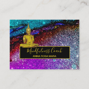 Tarjeta De Visita *~* Meditación de Buda Uniforme Purpurina Arcoiri