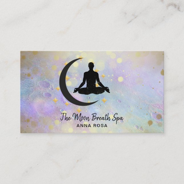 Tarjeta De Visita *~* Meditación de Gold Man + Moon Yoga Mindness (Anverso)