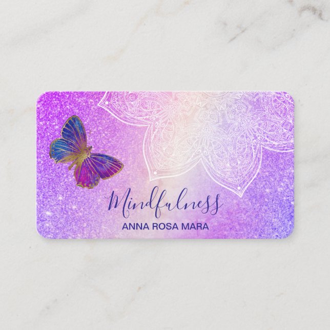 Tarjeta De Visita *~* Meditación de la mariposa del yoga Mandala Rei (Anverso)