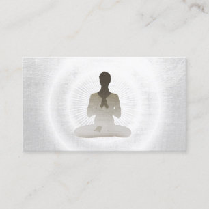 Tarjeta De Visita Meditación de plata elegante del instructor de la