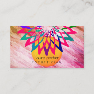 Tarjeta De Visita Meditación de profesores de yoga con flores de col