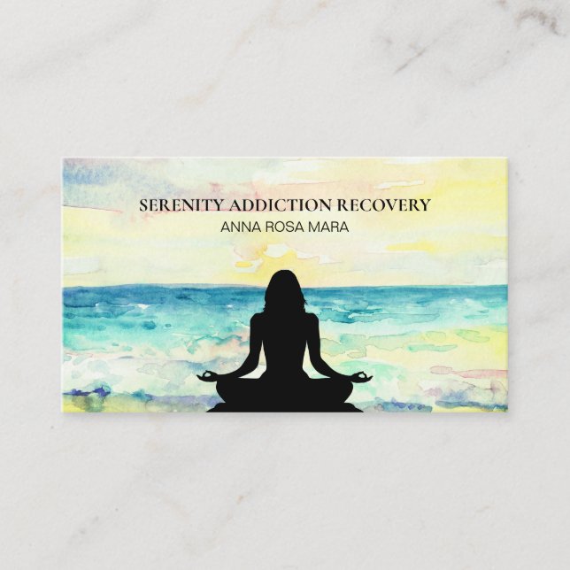 Tarjeta De Visita Meditación del Mindfulness del mar de la salida (Anverso)
