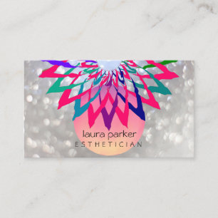 Tarjeta De Visita Meditación del profesor de yoga Rainbow Lotus Flow