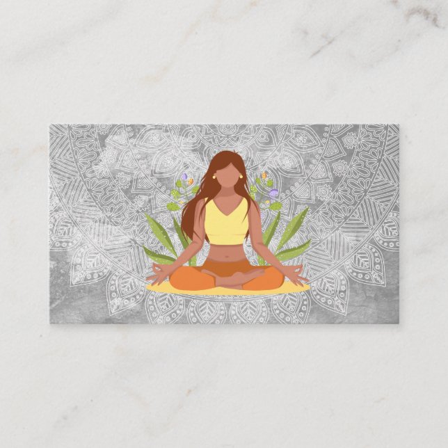 Tarjeta De Visita Meditación femenina | Patrón tribal (Anverso)