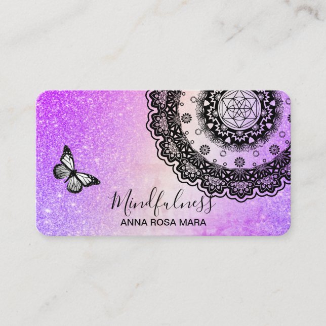 Tarjeta De Visita *~* Meditación Mandala Reiki Butterfly Yoga (Anverso)