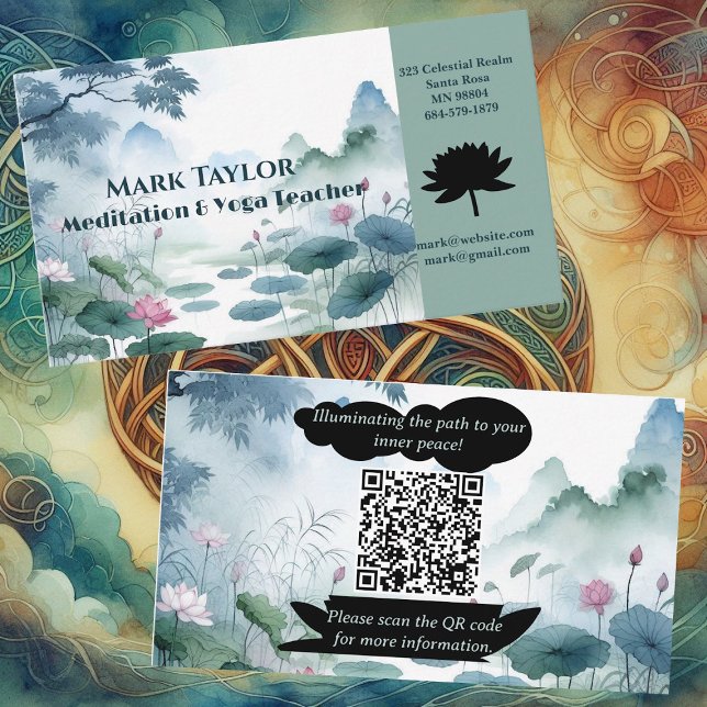 Tarjeta De Visita Meditación Profesional del profesorado de Yoga Esp (Meditation Spiritual Yoga Teacher Professional Business Card)