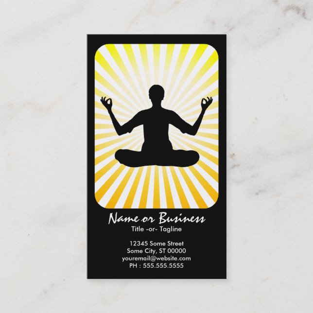 Tarjeta De Visita meditación: rayos retros (Anverso)