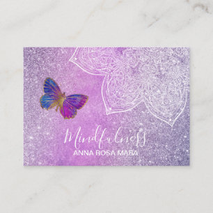 Tarjeta De Visita *~* Meditación Reiki Mandala Purpurina mariposa