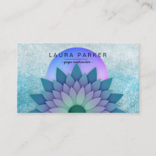 Tarjeta De Visita Meditación Verde azulada morada holística Lotus 