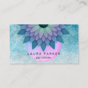Tarjeta De Visita Meditación Verde azulada morada holística Lotus
