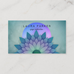 Tarjeta De Visita Meditación Verde azulada morada holística Lotus Fl