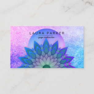 Tarjeta De Visita Meditación Verde azulada morada holística Lotus Fl