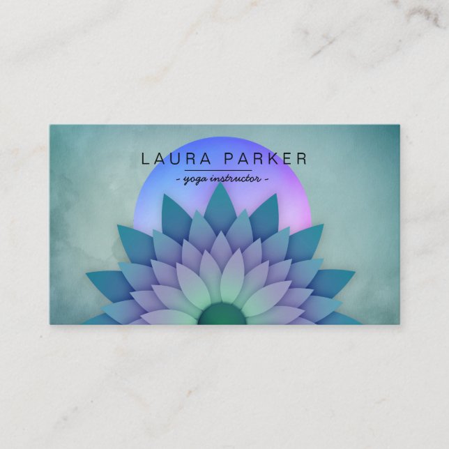 Tarjeta De Visita Meditación Verde azulada púrpura Etnia holística L (Anverso)