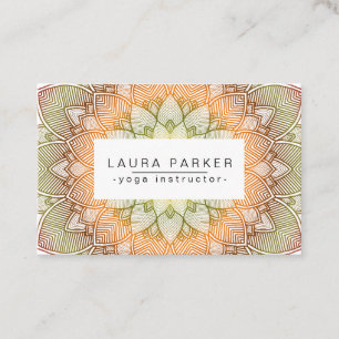 Tarjeta De Visita Meditación verde de la yoga de la mandala de Lotus