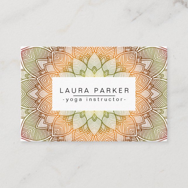 Tarjeta De Visita Meditación verde de la yoga de la mandala de Lotus (Anverso)