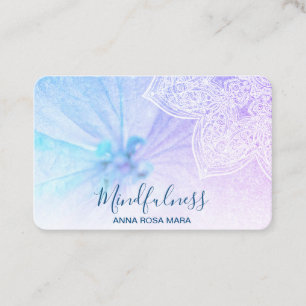 Tarjeta De Visita *~* Meditación Yoga Mandala Reiki Purpurina floral