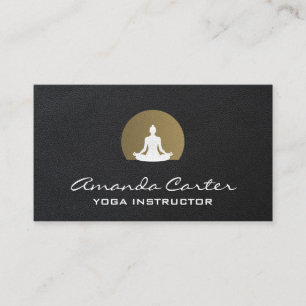 Tarjeta De Visita Meditación Yoga Sentado   Fondo de Cuero