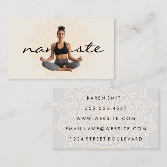 Tarjeta De Visita Meditar y hacer yoga | Patrón tribal (Anverso / Reverso)