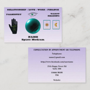 Tarjeta De Visita Médium espiritual, Bola de cristal verde, Quiroman