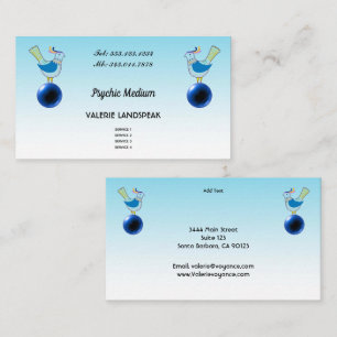 Tarjeta De Visita Médium Psíquico, Bola de Cristal Azul y Pájaros Li