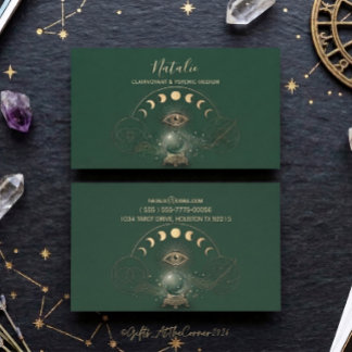 Tarjeta De Visita Médium Psíquico Clarividente Ojo Luna Verde