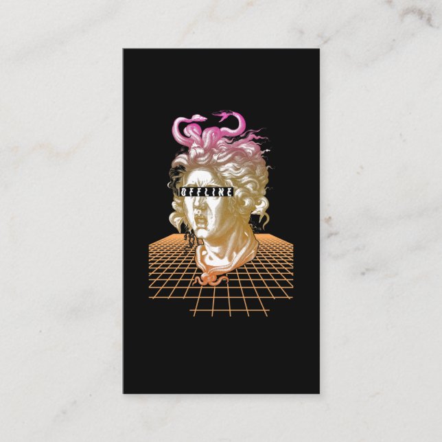 Tarjeta De Visita Medusa Vaporwave Estética Antigua estatua griega (Anverso)