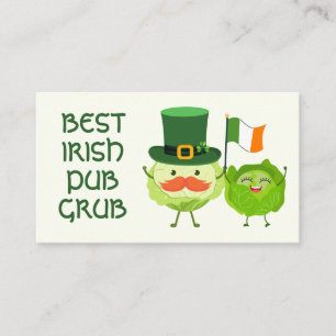 Tarjeta De Visita MEJOR COMIDA DE PUB IRLANDÉS Repollo Kawaii Día de
