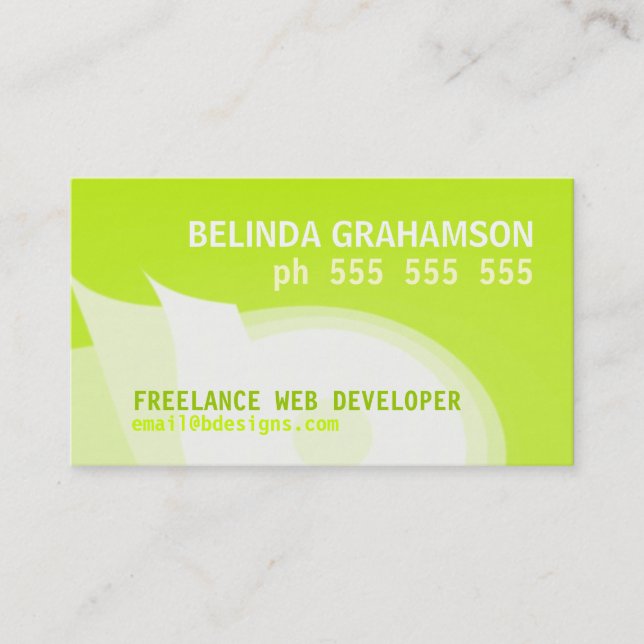 Tarjeta De Visita Mejor diseño Lime Green + White Business Card (Anverso)