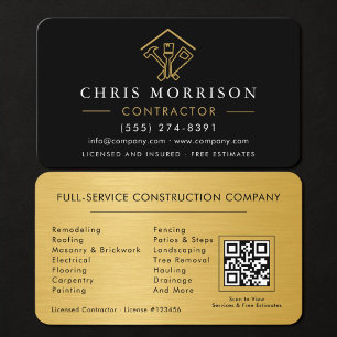 Tarjeta De Visita Mejora del Hogar Código QR Metálico