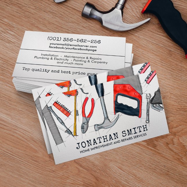 Tarjeta De Visita Mejora y reparación del hogar y servicios de mano (Subido por el creador)