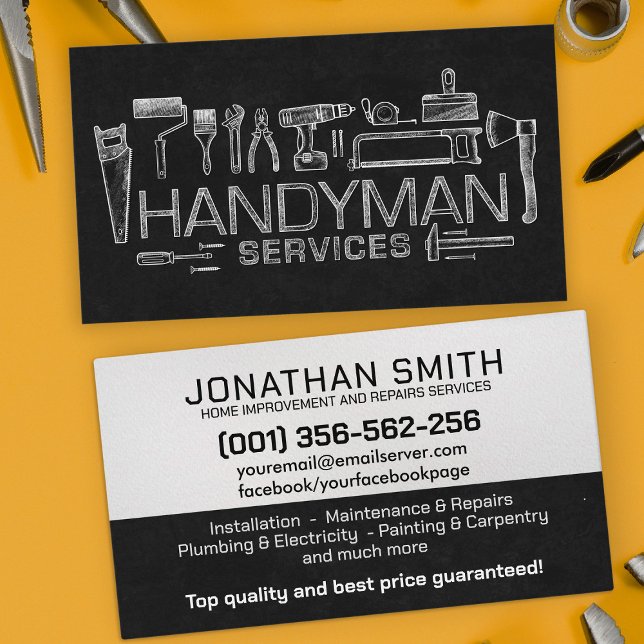 Tarjeta De Visita Mejora y reparación del hogar y servicios de mano (Subido por el creador)