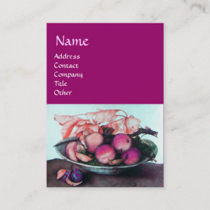 Tarjeta De Visita Melocotones, ciruelas y hojas de la TEMPORADA