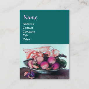 Tarjeta De Visita Melocotones, ciruelas y hojas verdes de temporada