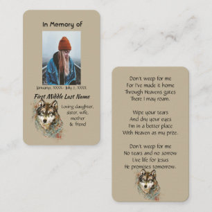 Tarjeta De Visita Memoria cristiana acuarela lobo animal