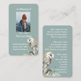Tarjeta De Visita Memoria cristiana memoria acuarela ave de búho