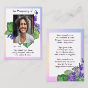 Tarjeta De Visita Memorial Cristiano Acuarela Violeta Silvestre