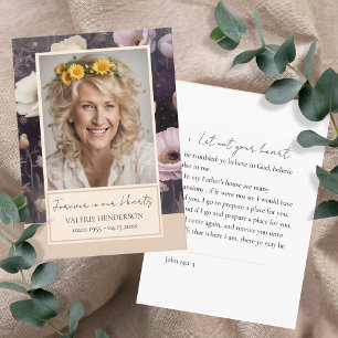 Tarjeta De Visita Memorial Floral Photo Funeral Keepsake