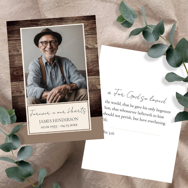 Tarjeta De Visita Memorial Floral Rusitc Foto Funeral Keepsake (Subido por el creador)