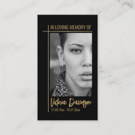 Tarjeta De Visita Memorial Funeral Foto Oración Cruz Dorada Marco