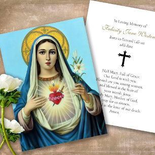 Tarjeta De Visita Memorial funerario Madre María Oración Cartas de S