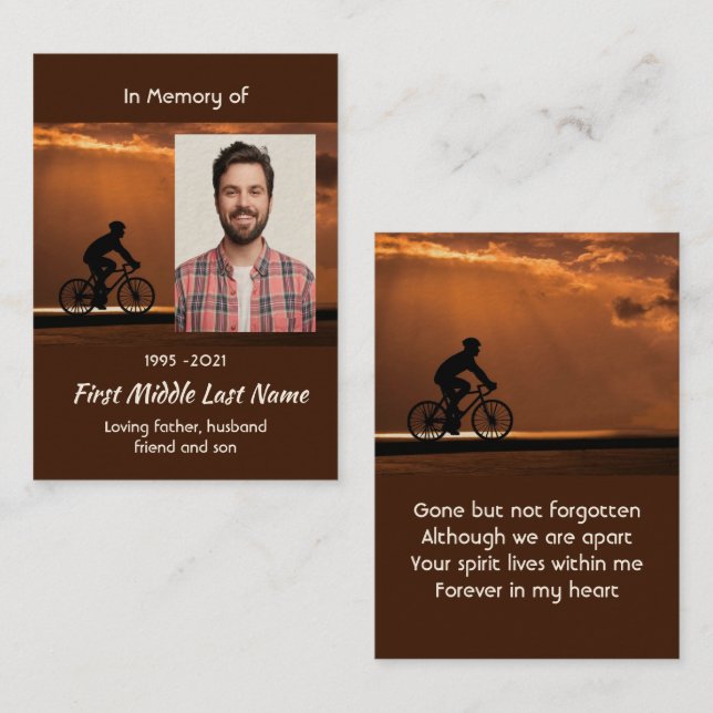 Tarjeta De Visita  Memorial Keepsake Biking Cycling Bike  (Anverso / Reverso)